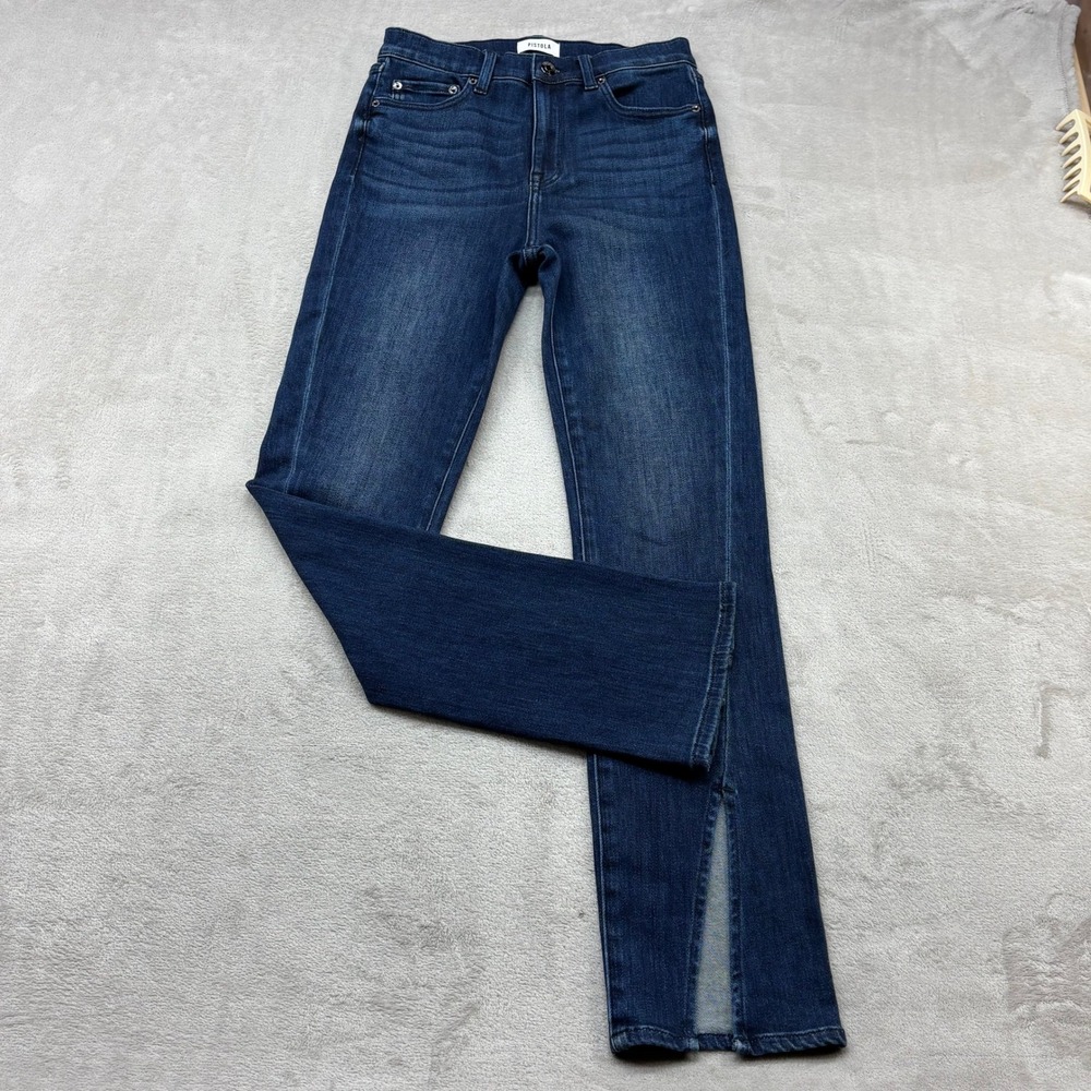 Pistola Teagan High Rise Vented Straight Slit Hem Chic Dark Wash Versatile Denim